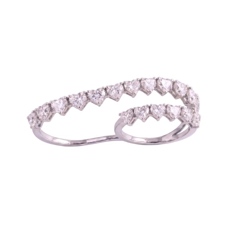 Heart Shape Diamond Double-Finger Ring (MG468)
