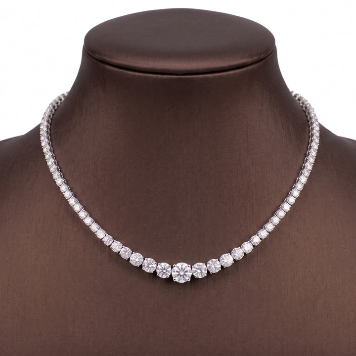 Round-cut Gradation Tennis Necklace (MG393)