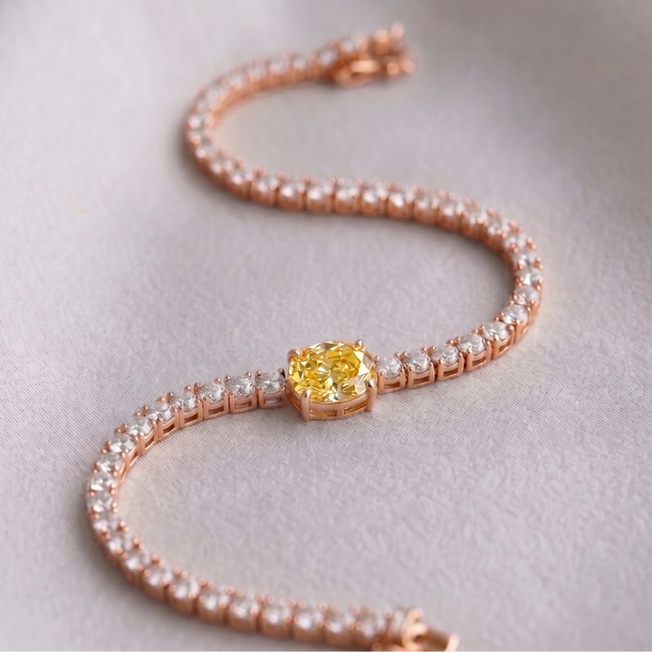 Signature Center Tennis Bracelet : Yellow Diamond Oval-Cut (MG262)