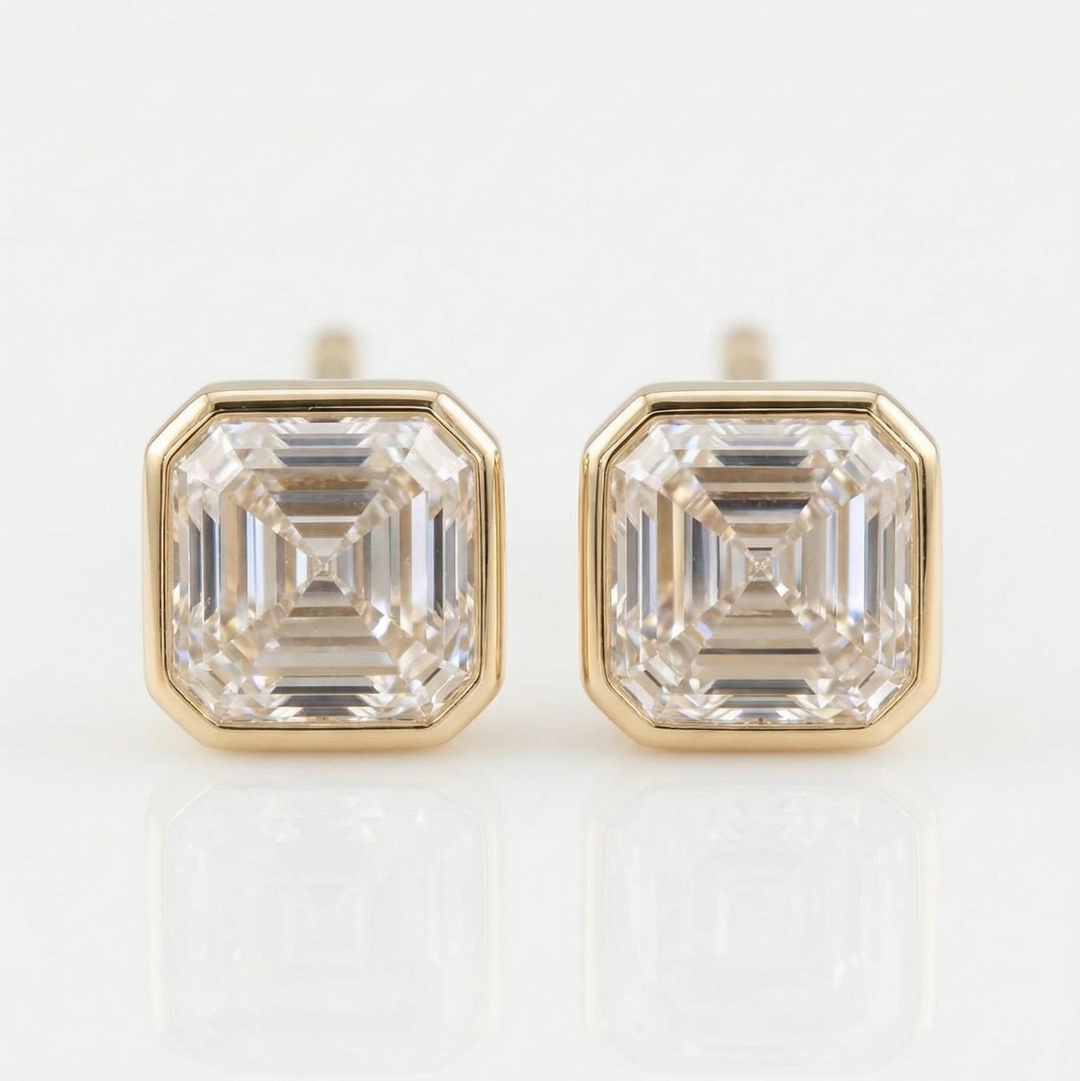Frame Asscher Diamond Studs (MG149)