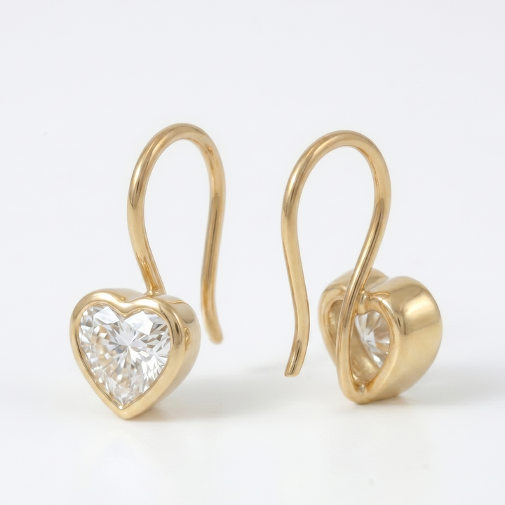 Heart Bezel Hook Earrings (MG331)
