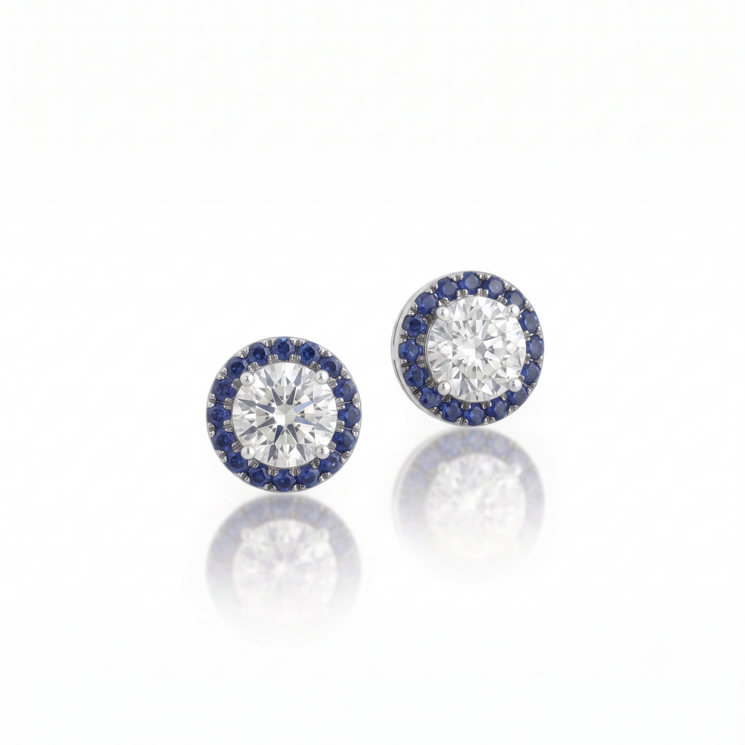 Aura Diamond-Sapphire Studs : The Aura Collection (MG379)