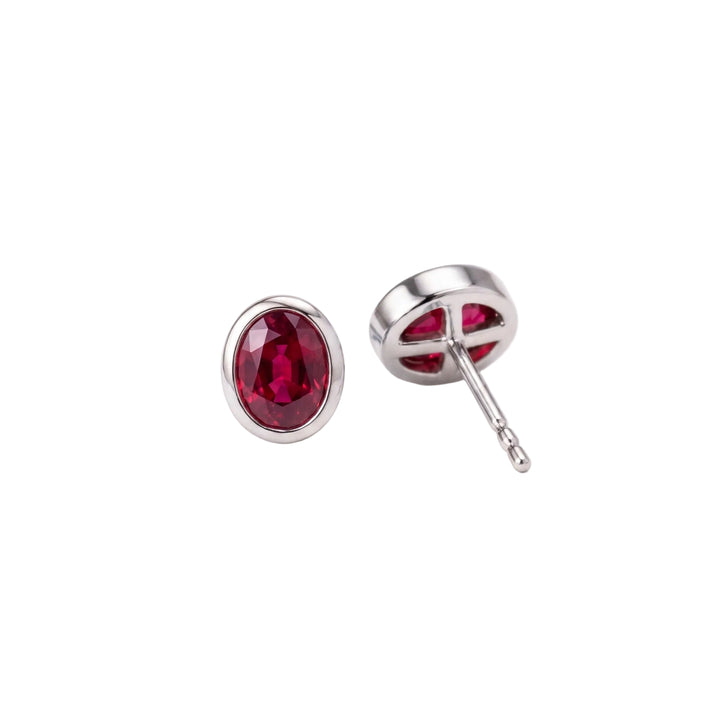 Oval Ruby Bezel Studs (MG482)