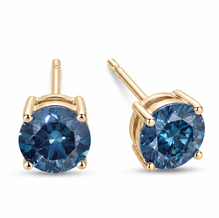 Aurora Blue Round Cut Stud Earrings (MG223)