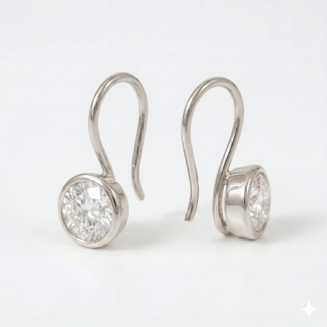 Round Bezel Hook Earrings (MG333)