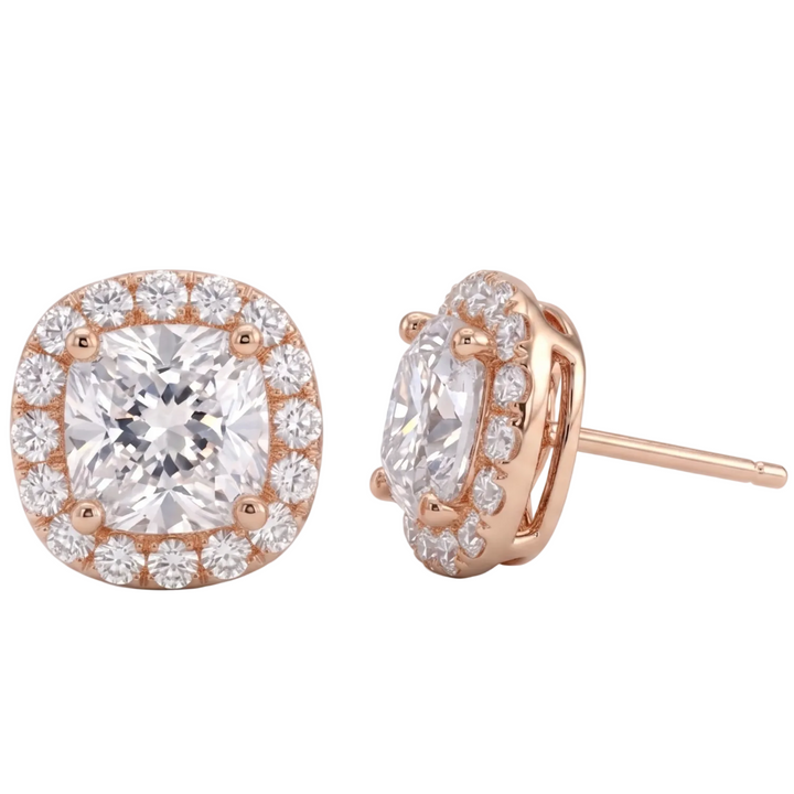 Classic Cushion Halo Stud Earrings (MG375)