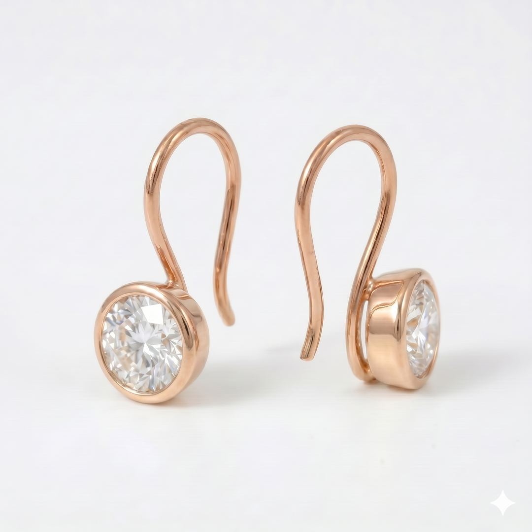 Round Bezel Hook Earrings (MG333)