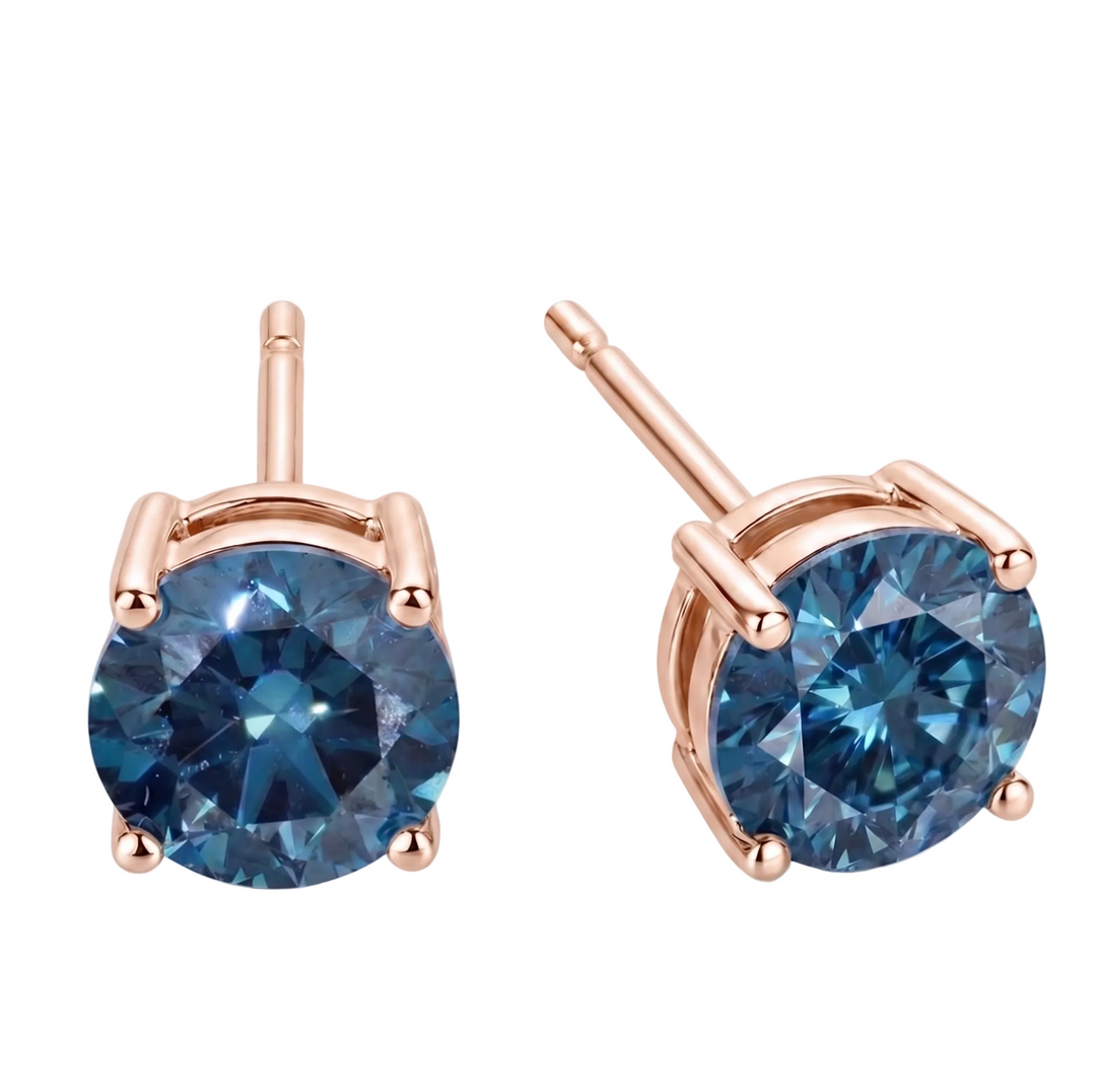 Aurora Blue Round Cut Stud Earrings (MG223)