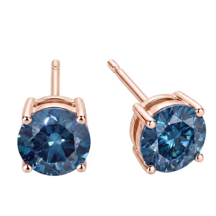 Aurora Blue Round Cut Stud Earrings (MG223)