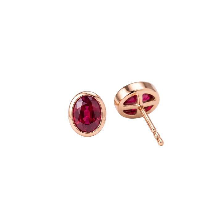 Oval Ruby Bezel Studs (MG482)