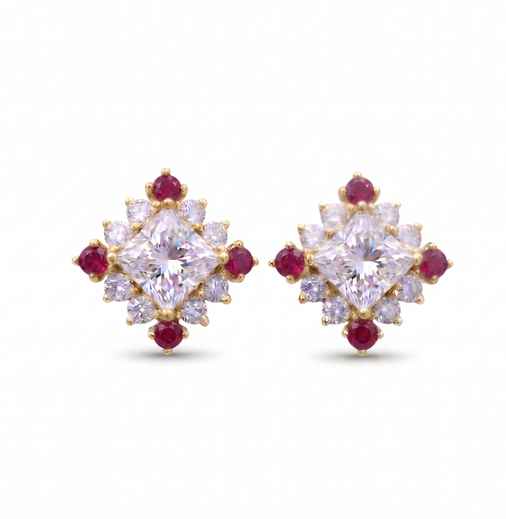 Asteria Red Stud Earrings (MG305)