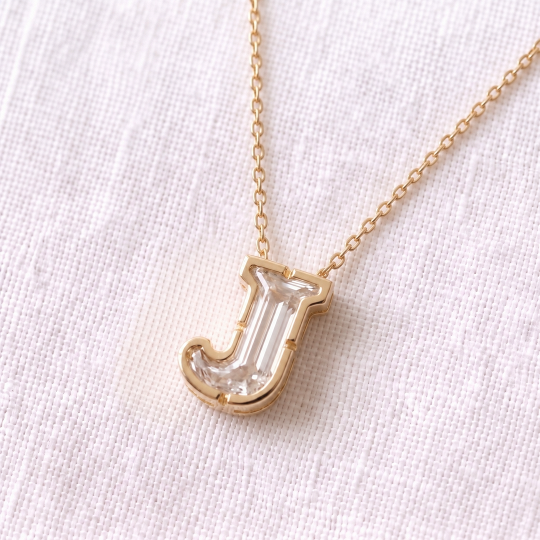 Facet Initial Diamond Necklace (MG417)