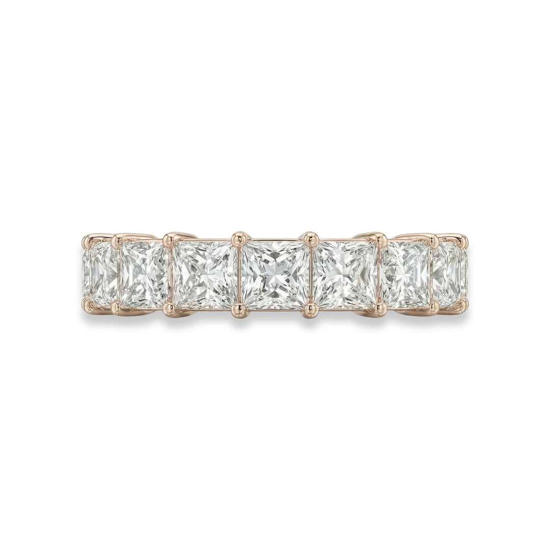 Cushion Cut Eternity Ring in 18K Rose Gold