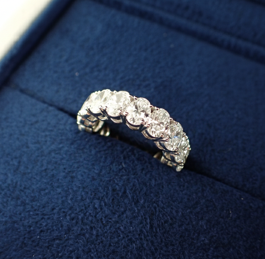 Oval Cut Eternity Ring in Jewelry Box