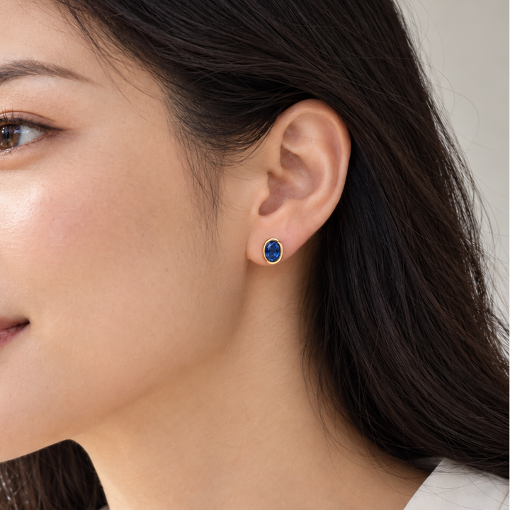 Oval Sapphire Bezel Studs (MG480)