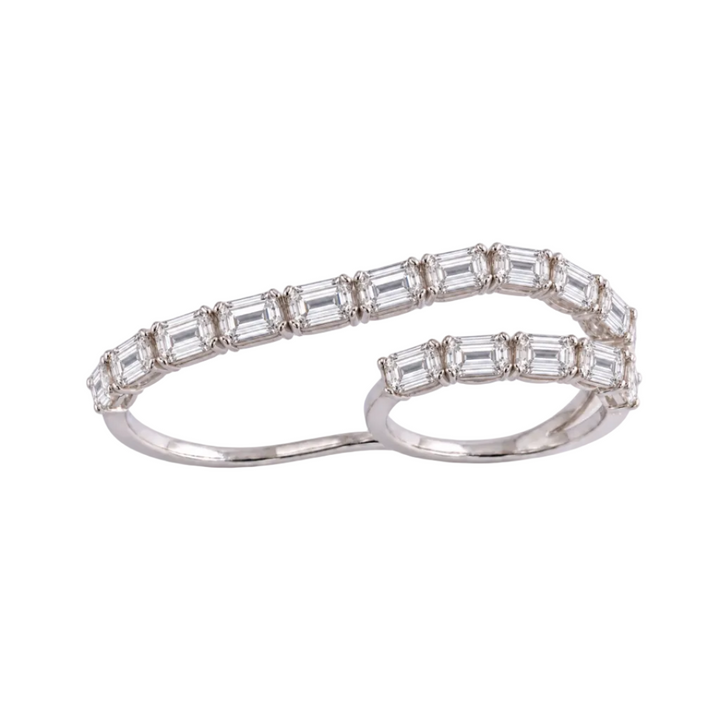 Emerald-cut Diamond Double-Finger Ring (MG461)