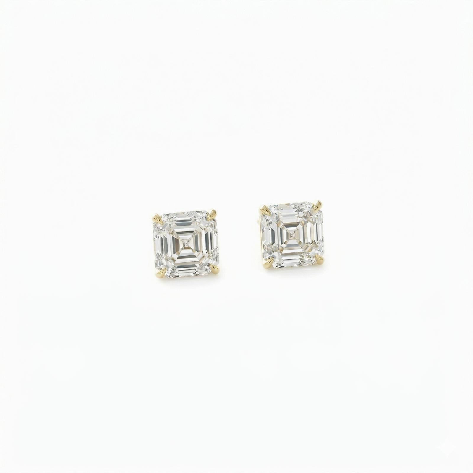 Yellow Gold Asscher-cut lab diamond stud earrings — M Grace Jewelry
