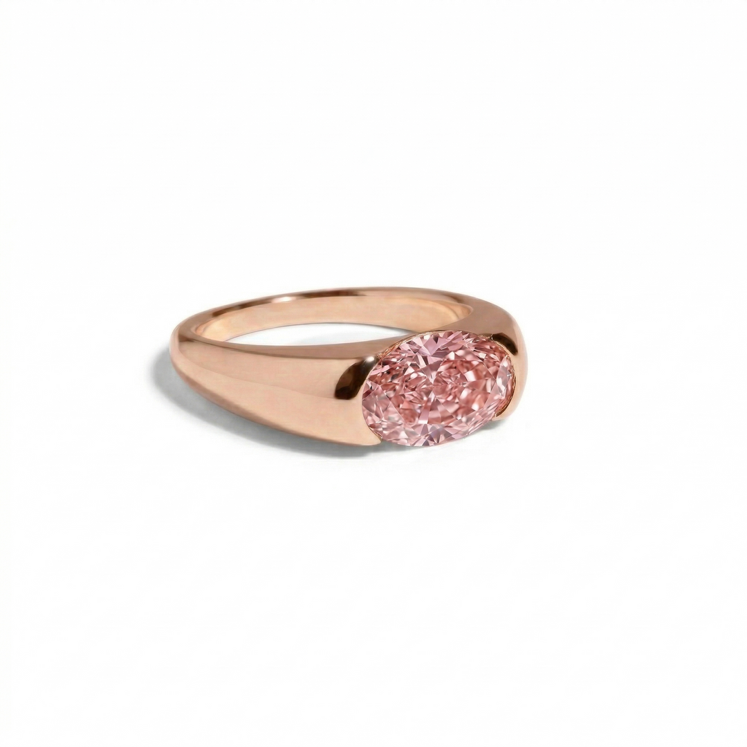 Fancy pink oval diamond ring in rose gold — M Grace Jewelry