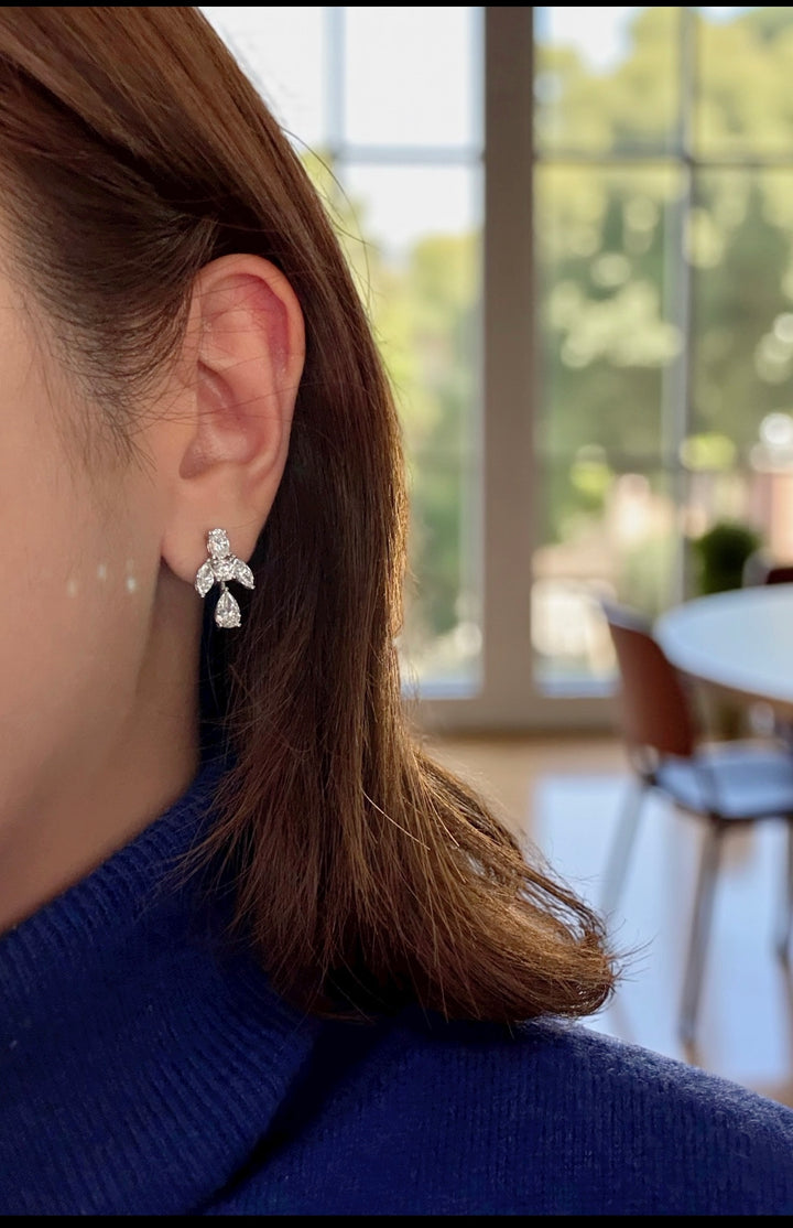 Lab-grown diamond drop earrings in platinum — M Grace Jewelry