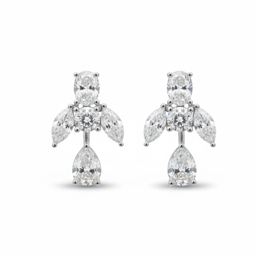 Lab-grown diamond drop earrings in platinum — M Grace Jewelry