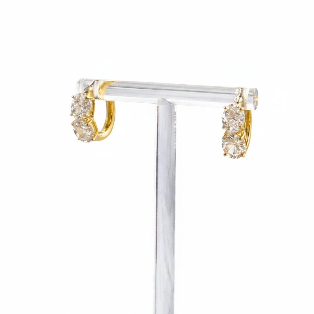 Yellow Gold oval diamond hoop earrings 2.0ct lab-grown M Grace Jewelry