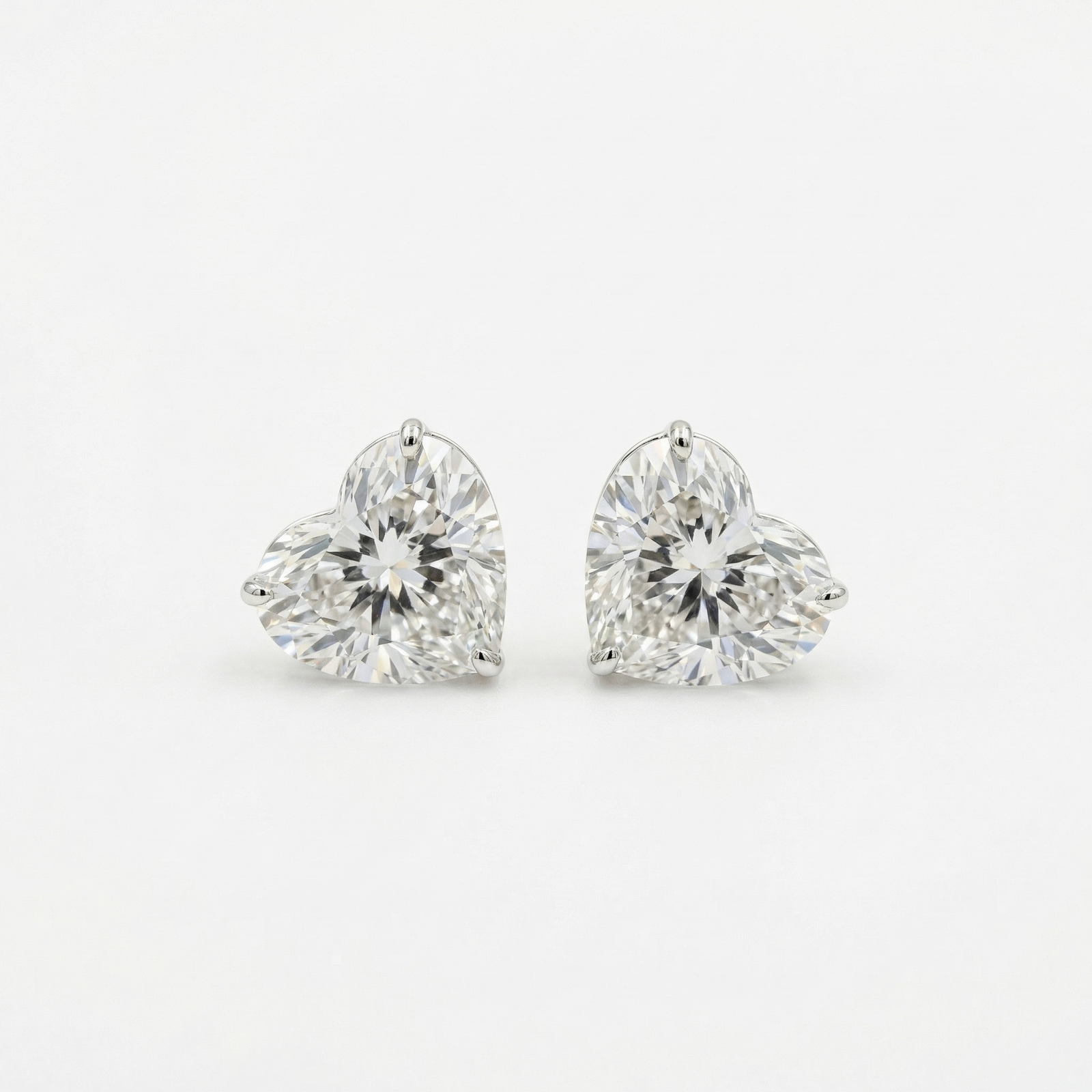 Heart solitaire diamond earrings in 18K white gold — M Grace Jewelry