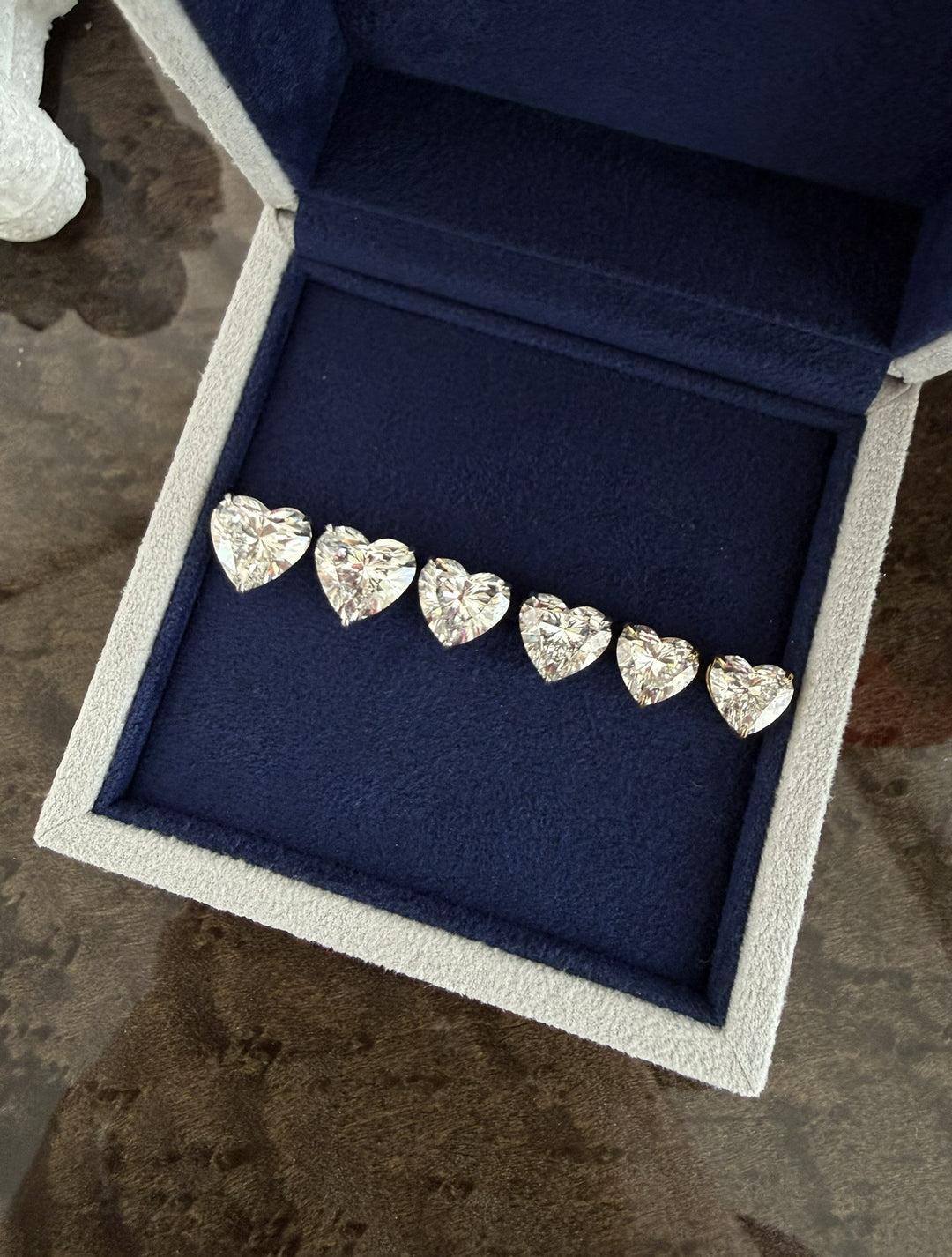 Heart solitaire diamond earrings in 18K white gold — M Grace Jewelry