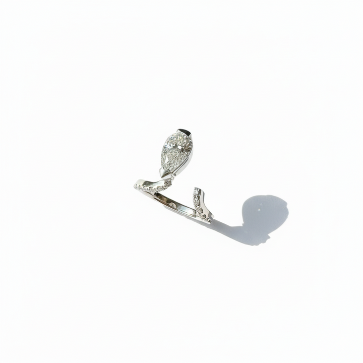 1.81ct pear diamond asymmetric open ring in platinum — M Grace Jewelry