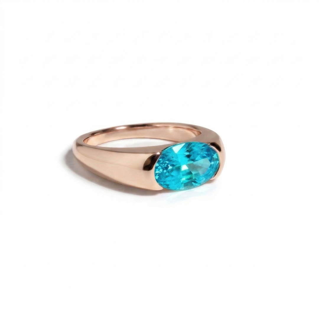 Lab-grown Paraiba tourmaline oval ring in rose gold — M Grace Jewelry
