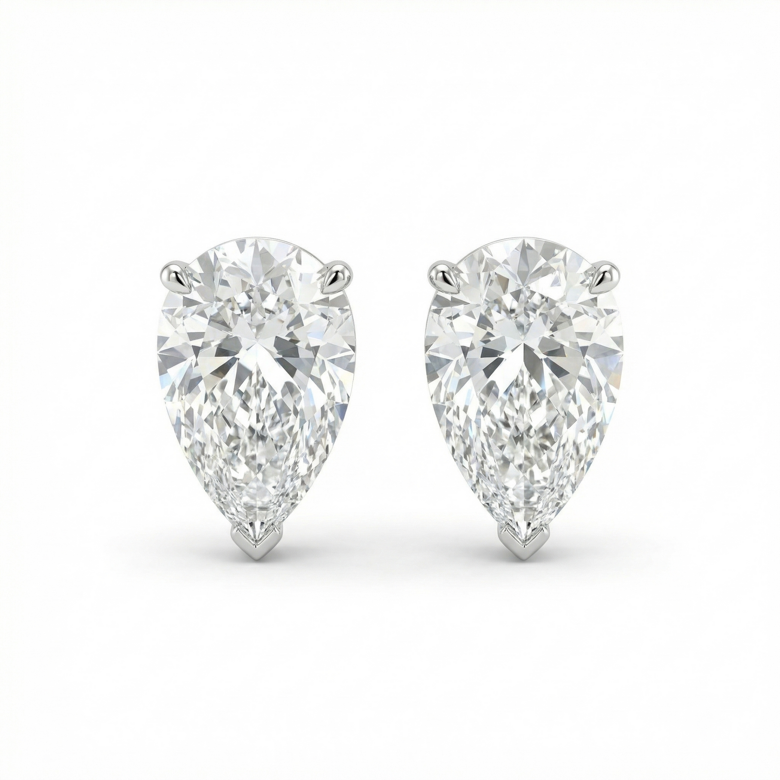 Pear shape lab-grown diamond solitaire earrings in platinum, M Grace Jewelry