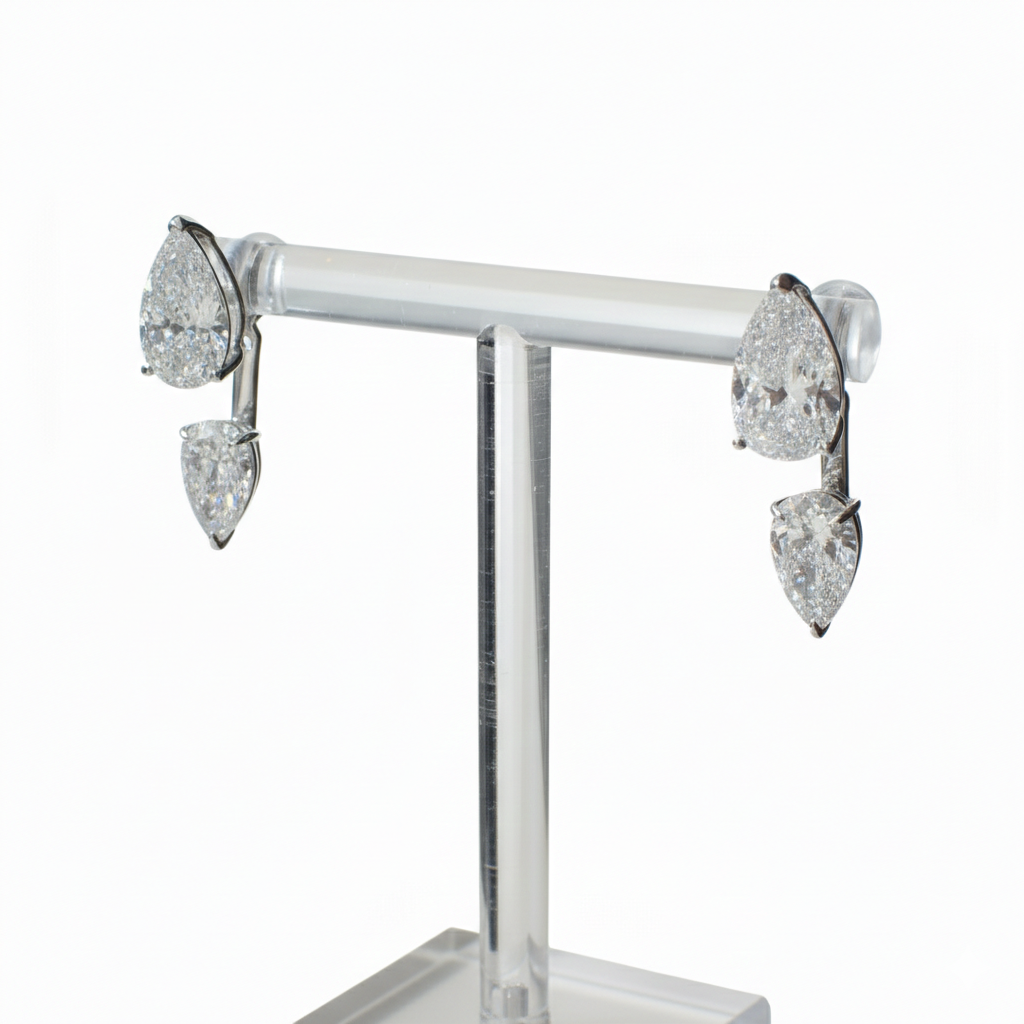 Platinum pear diamond earring enhancers, 2.0ct total — M Grace Jewelry