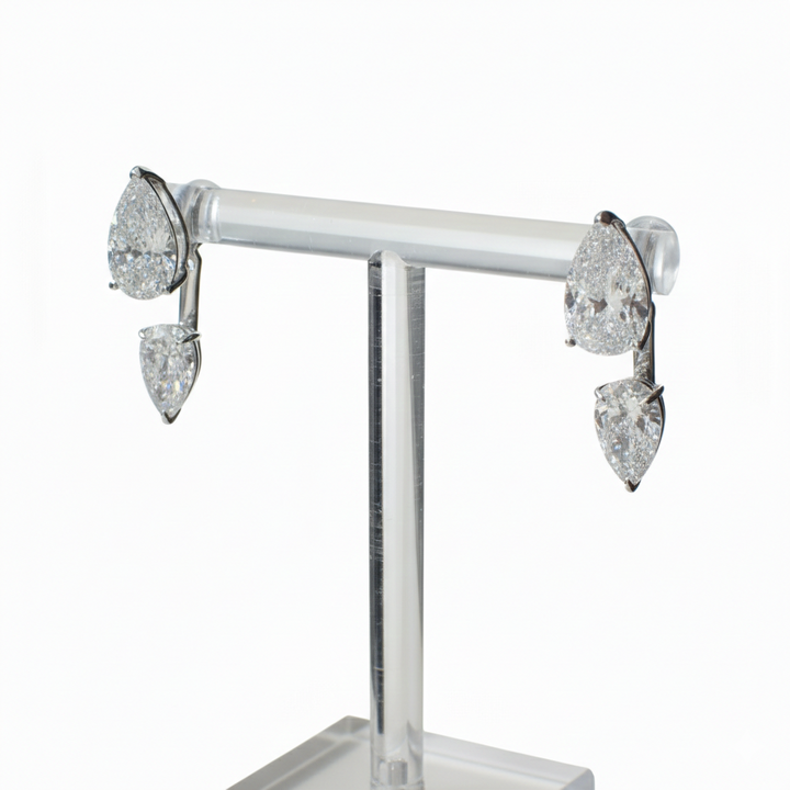 Platinum pear diamond earring enhancers, 2.0ct total — M Grace Jewelry