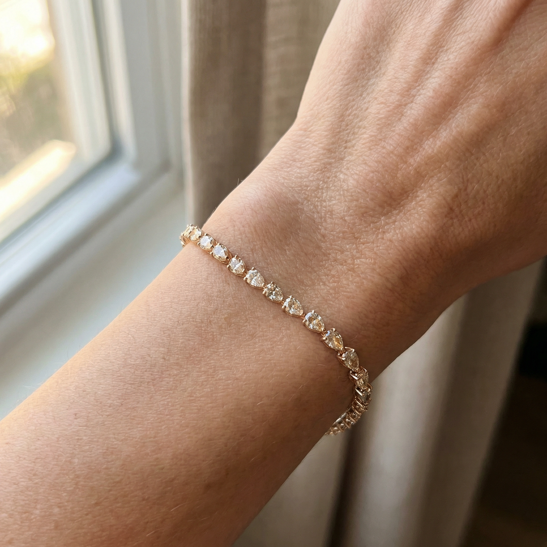 Pear-shape lab diamond tennis bracelet — M Grace Jewelry