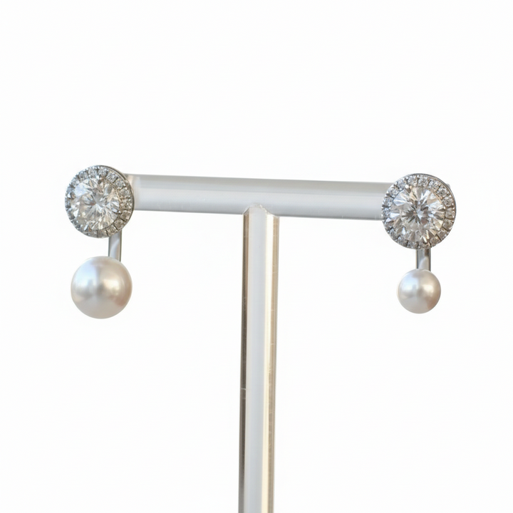 Japanese Akoya Pearl Platinum Earring Backs by M Grace Jewelry