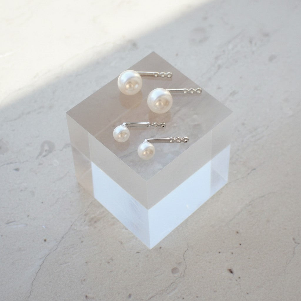 Japanese Akoya Pearl Platinum Earring Backs by M Grace Jewelry
