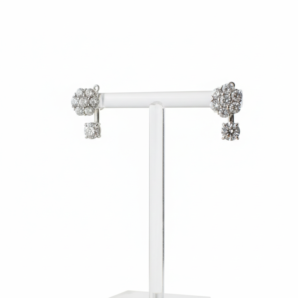 Platinum round-cut lab-grown diamond earring enhancers by M Grace Jewelry