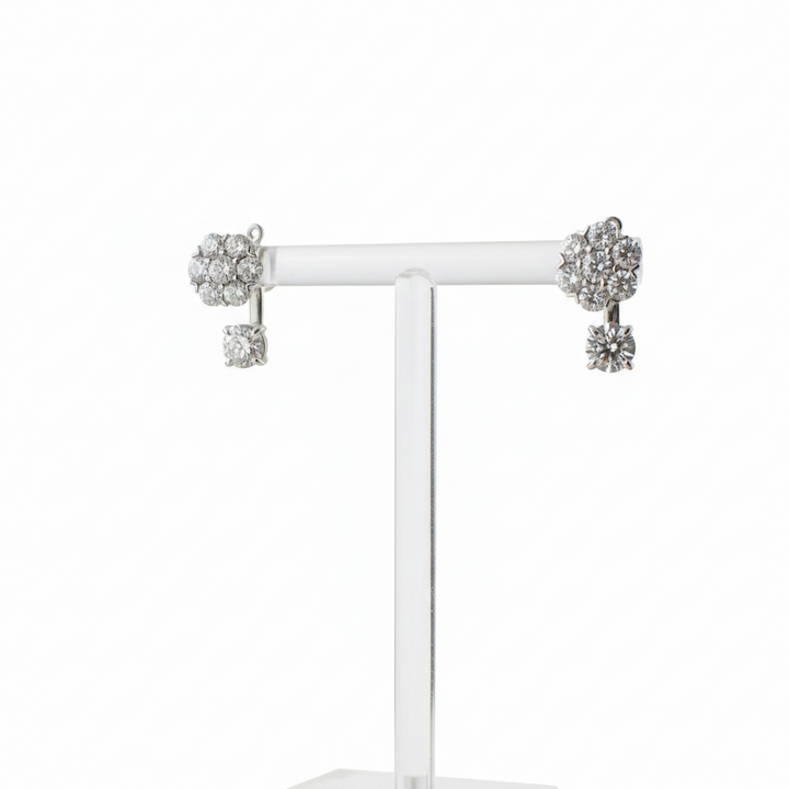 Platinum round-cut lab-grown diamond earring enhancers by M Grace Jewelry