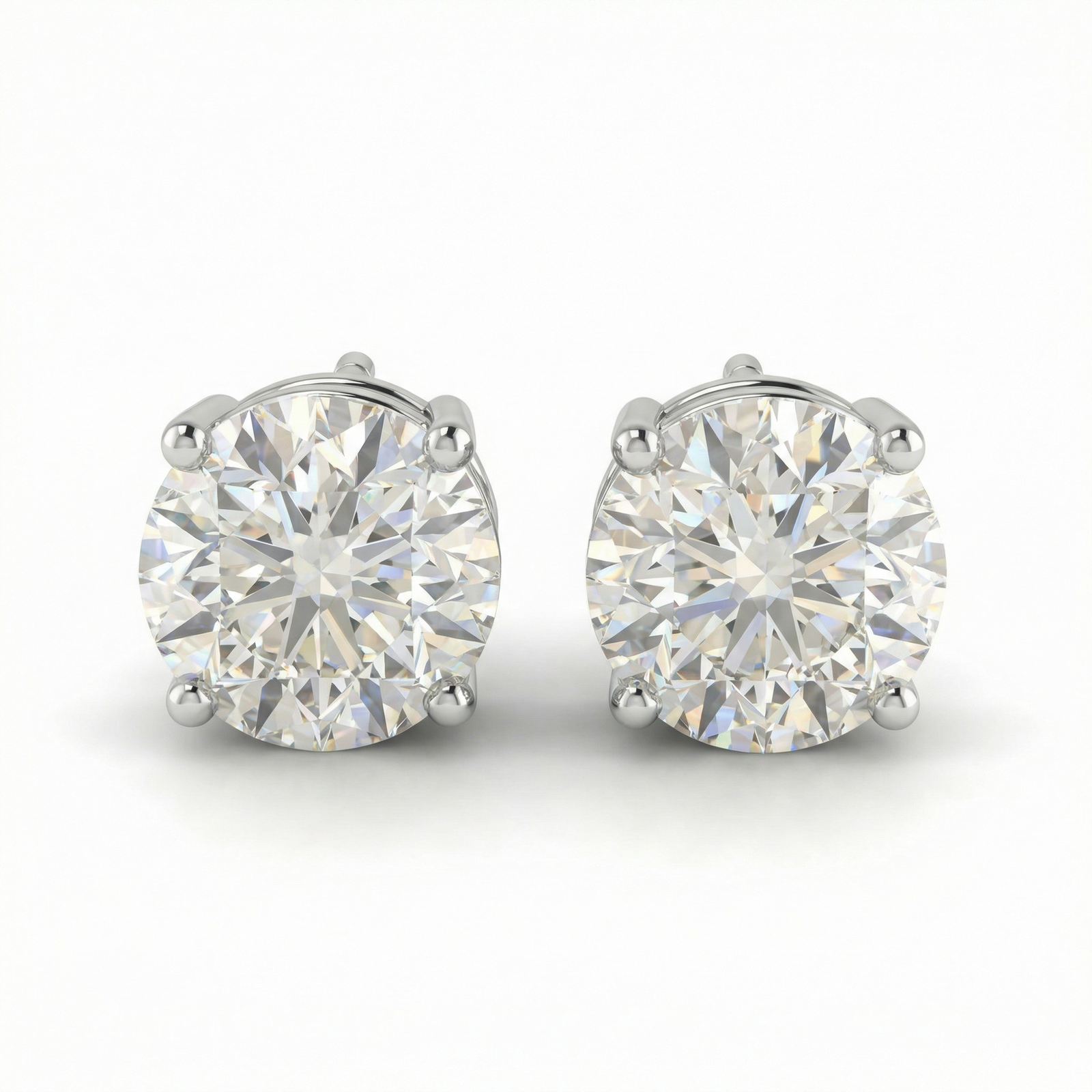 Round brilliant lab-grown diamond stud earrings in platinum — M Grace Jewelry