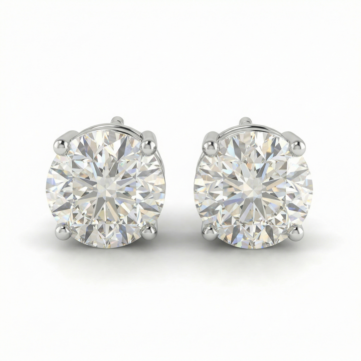 Round brilliant lab-grown diamond stud earrings in platinum — M Grace Jewelry