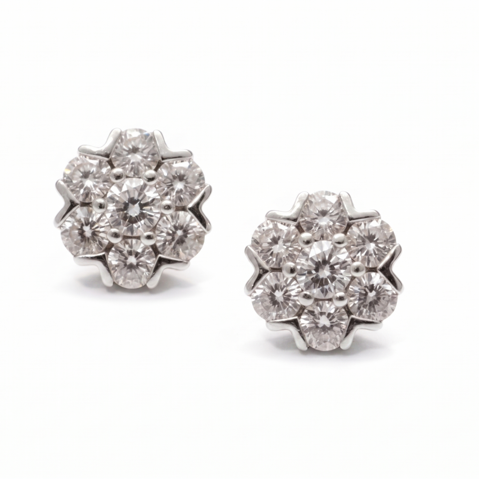 Fleur Douce - Flower Diamond Earrings in Platinum | M Grace Fine Jewelry