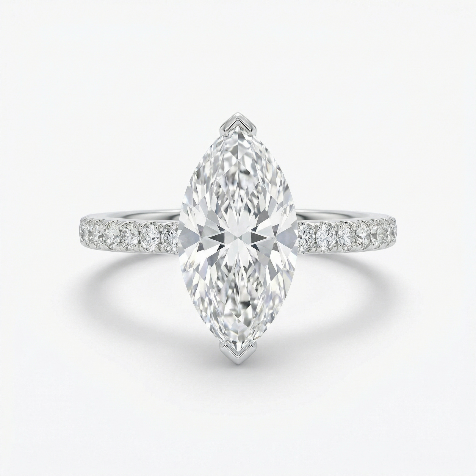 Marquise Ring with Embezzled Band in Platinum | M Grace Jewelry