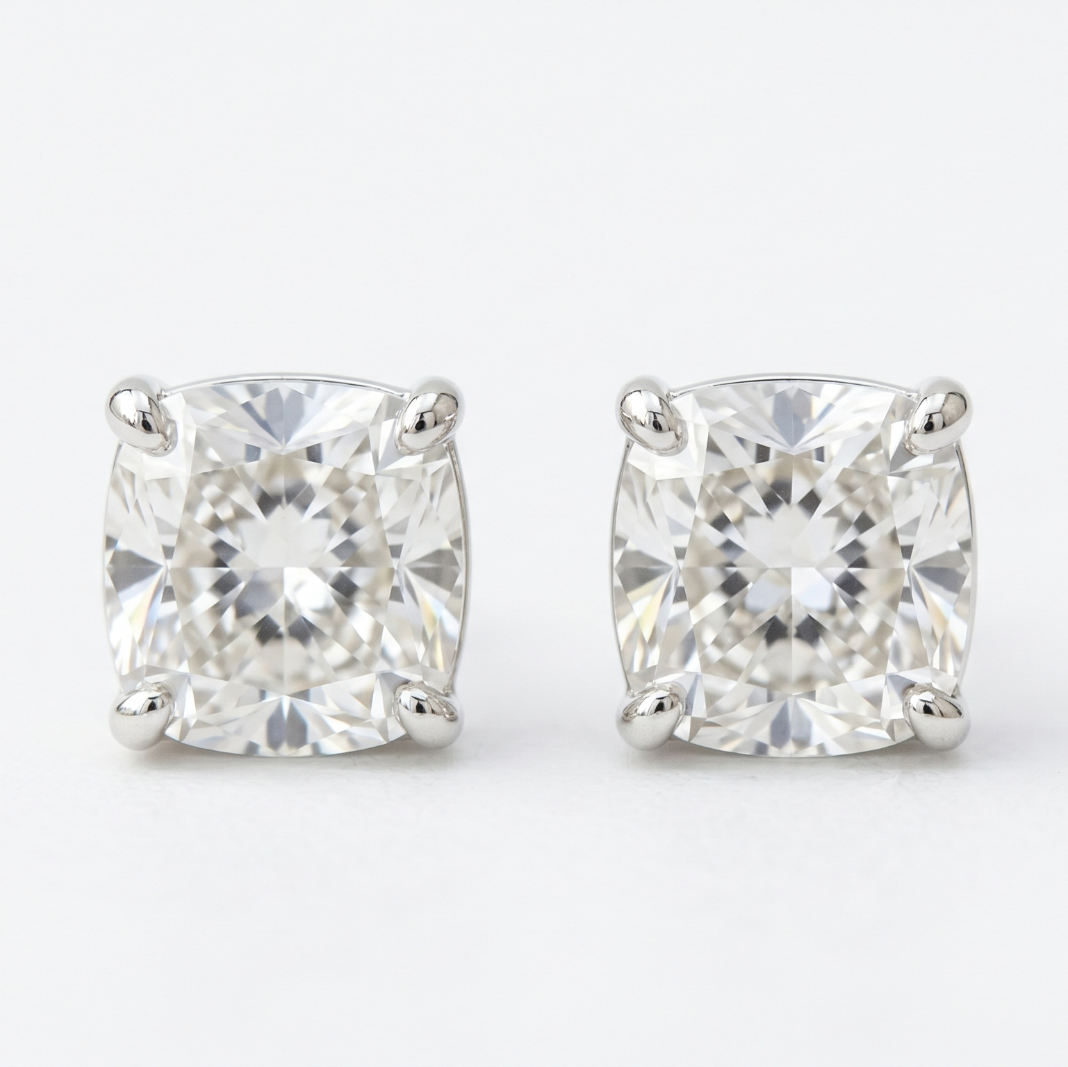 Cushion Cut Earrings in Platinum | M Grace Jewelry