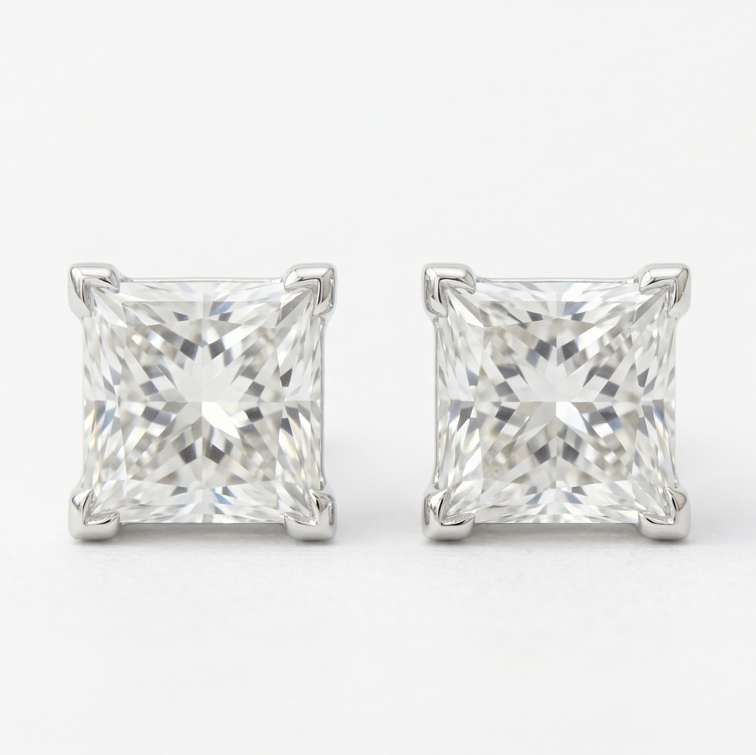 Princess Cut Earrings in Platinum | M Grace Jewelry