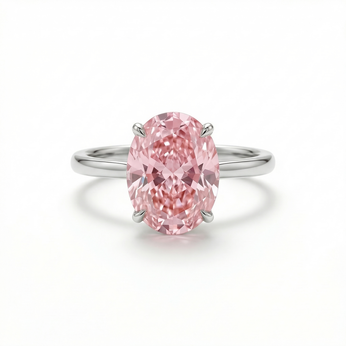 Fancy Intense Pink Oval Cut Ring in Platinum | M Grace Jewelry