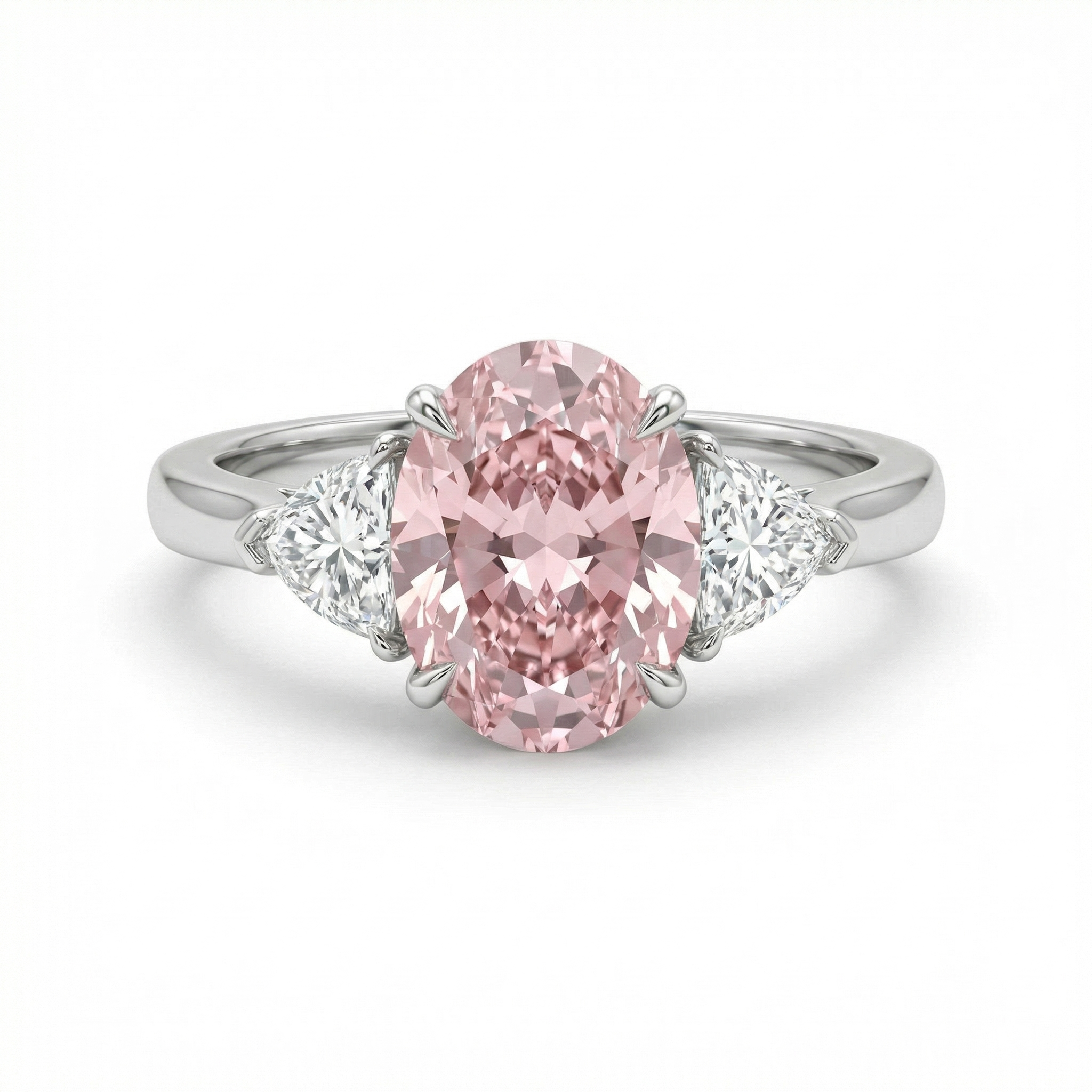 Fancy Intense Pink Oval Ring in Platinum | M Grace Jewelry