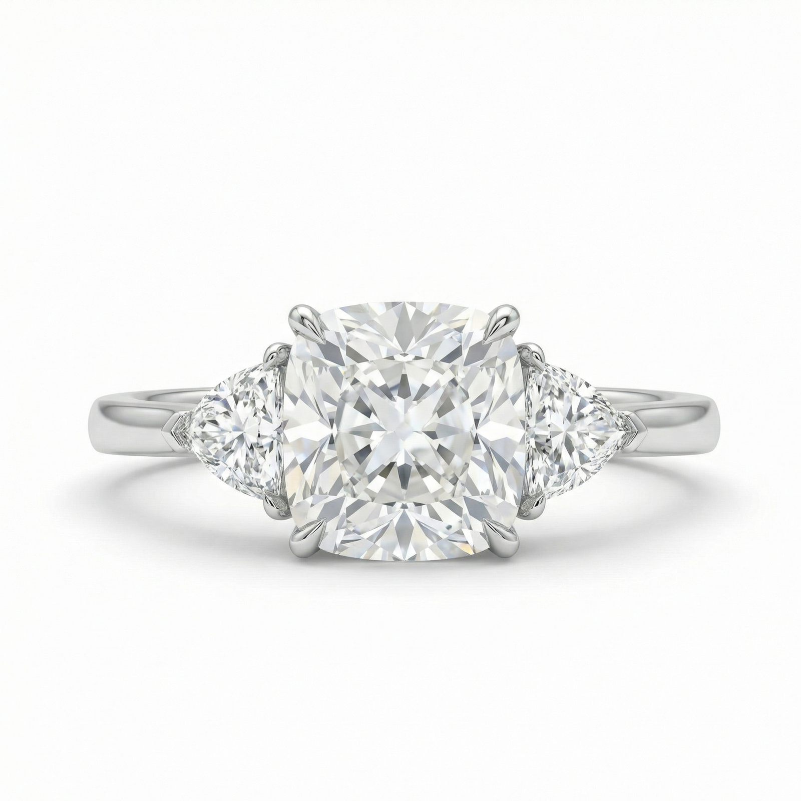 Cushion Cut with Trillion Ring in Platinum | M Grace Jewelry