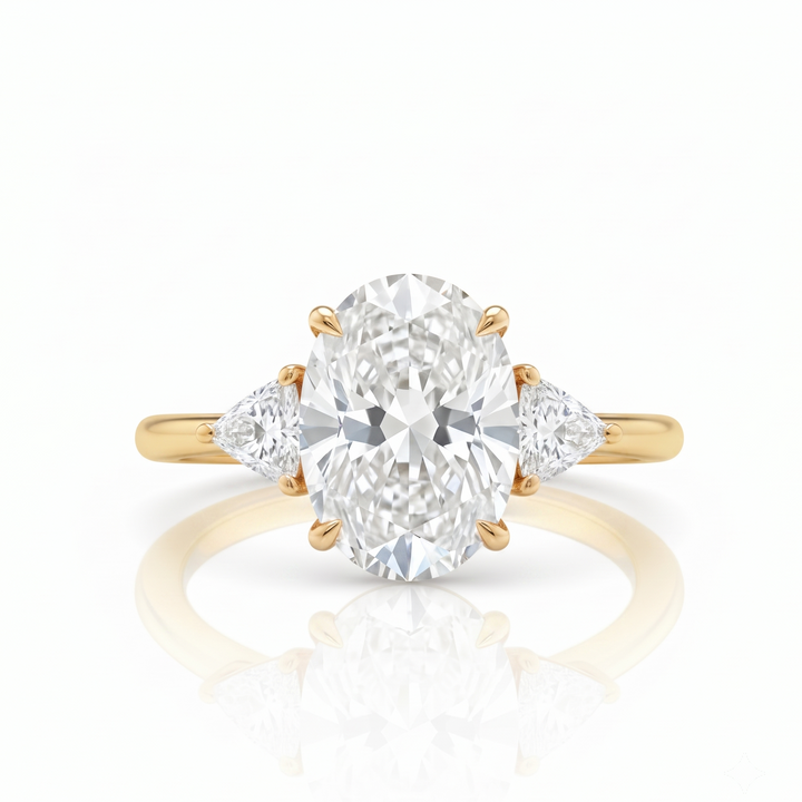 Oval Cut with Trillion Ring in 18K Yellow Gold | M Grace Jewelry