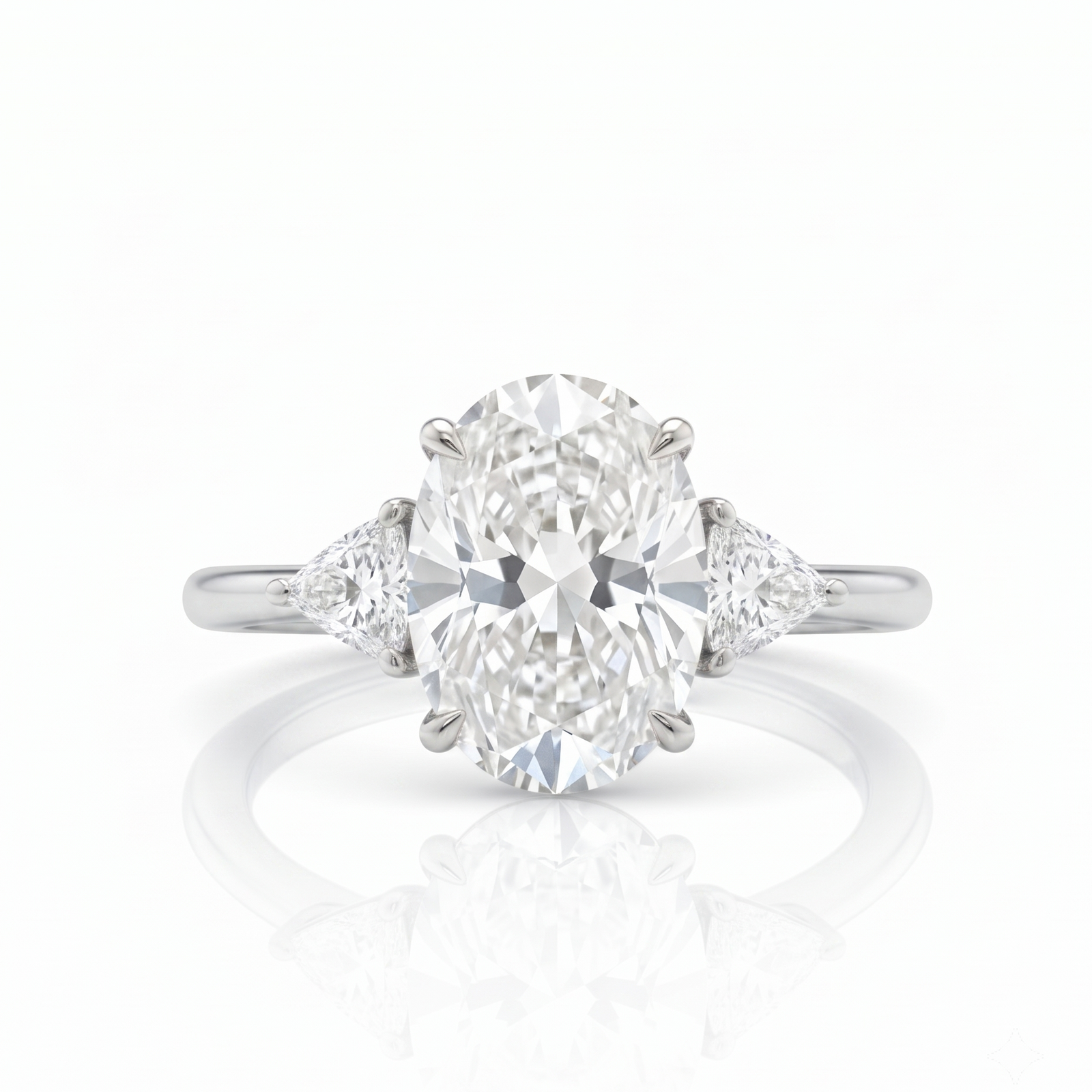 Oval Cut with Trillion Ring in Platinum | M Grace Jewelry