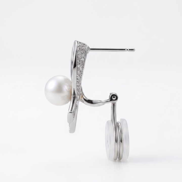 Lustrous Ribbon Earring in Platinum | M Grace Jewelry