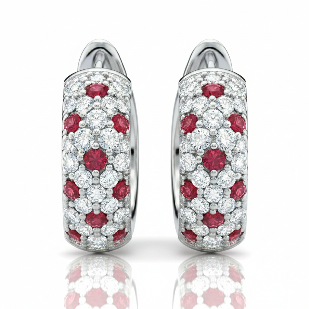 Pave Mosaic Hoops (MG129)